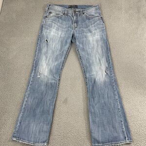 Silver Jeans Co. Zac Jeans Men 36x33 Light Wash Distressed Relaxed Straight